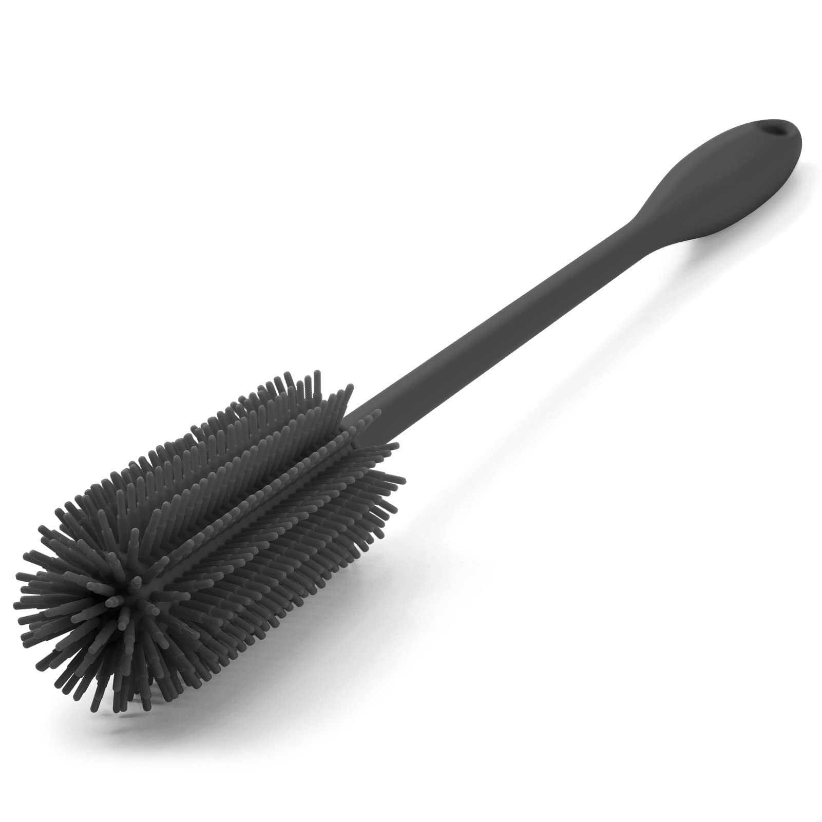 Flexible silicone bristles for narrow neck cleaning