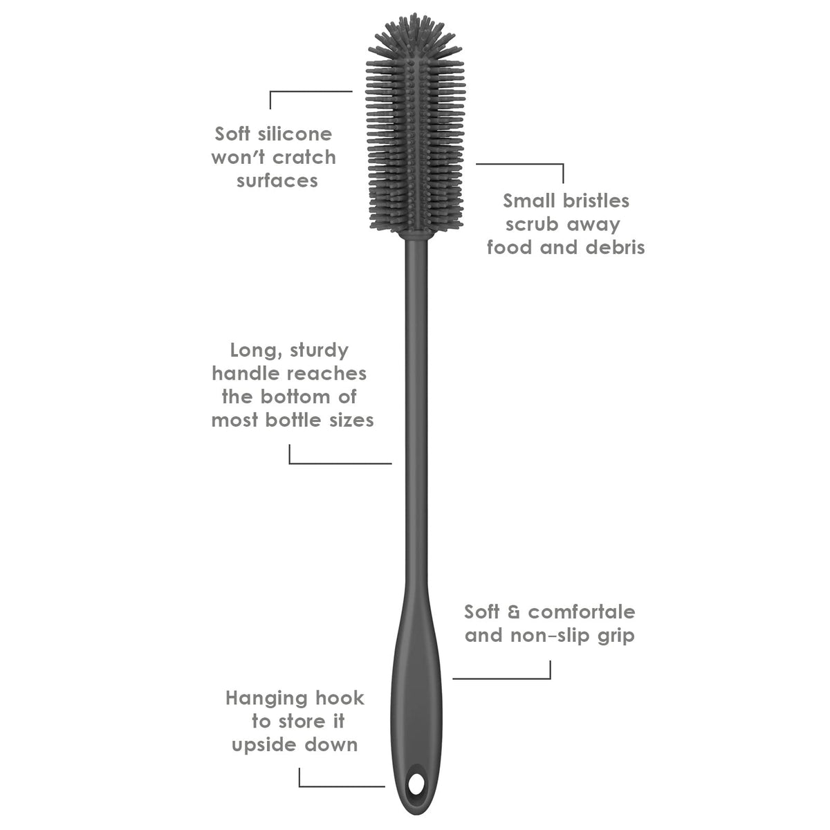 Purtribe bottle brush cleaning a vacuum sports bottle
