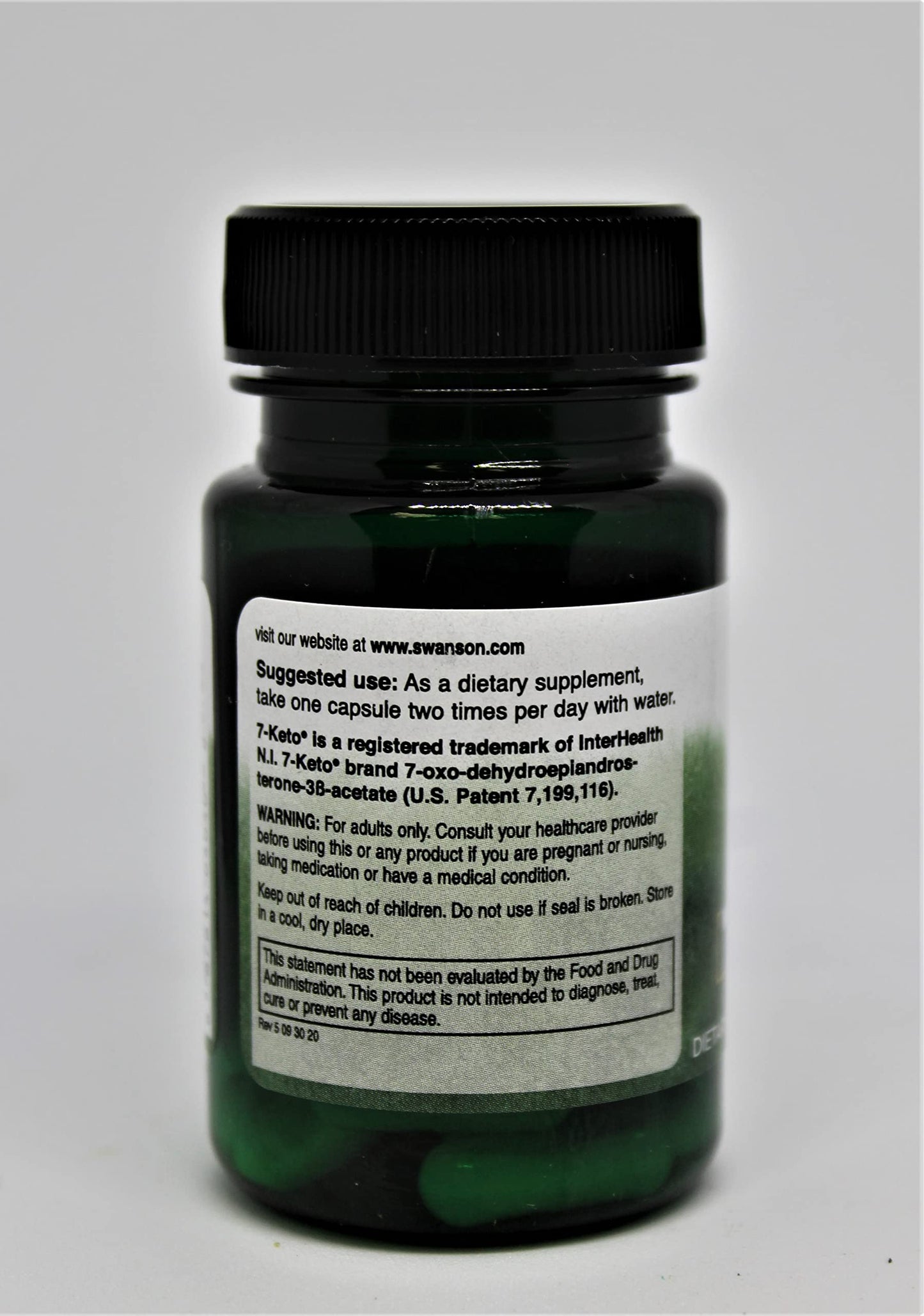 Full collection of Swanson dietary supplement bottle features including barcode and expiration date