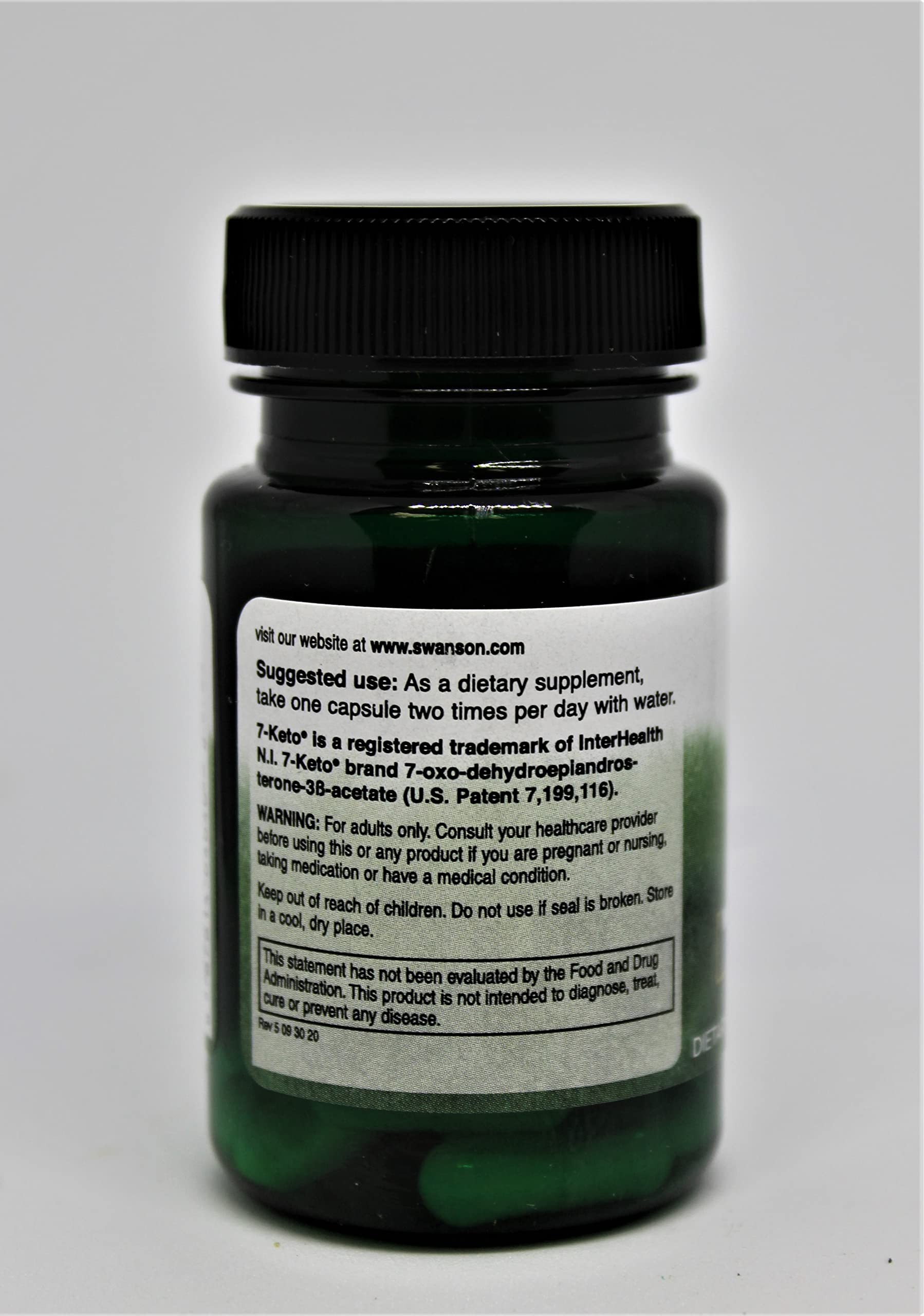 Full collection of Swanson dietary supplement bottle features including barcode and expiration date