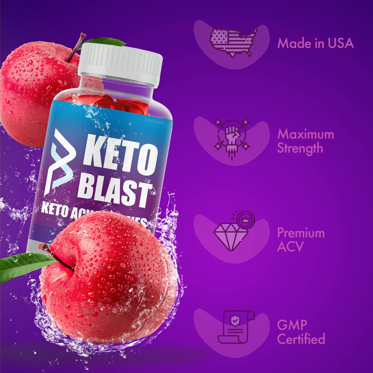 Gold Nutra Keto Blast Gummies packaging and box overview