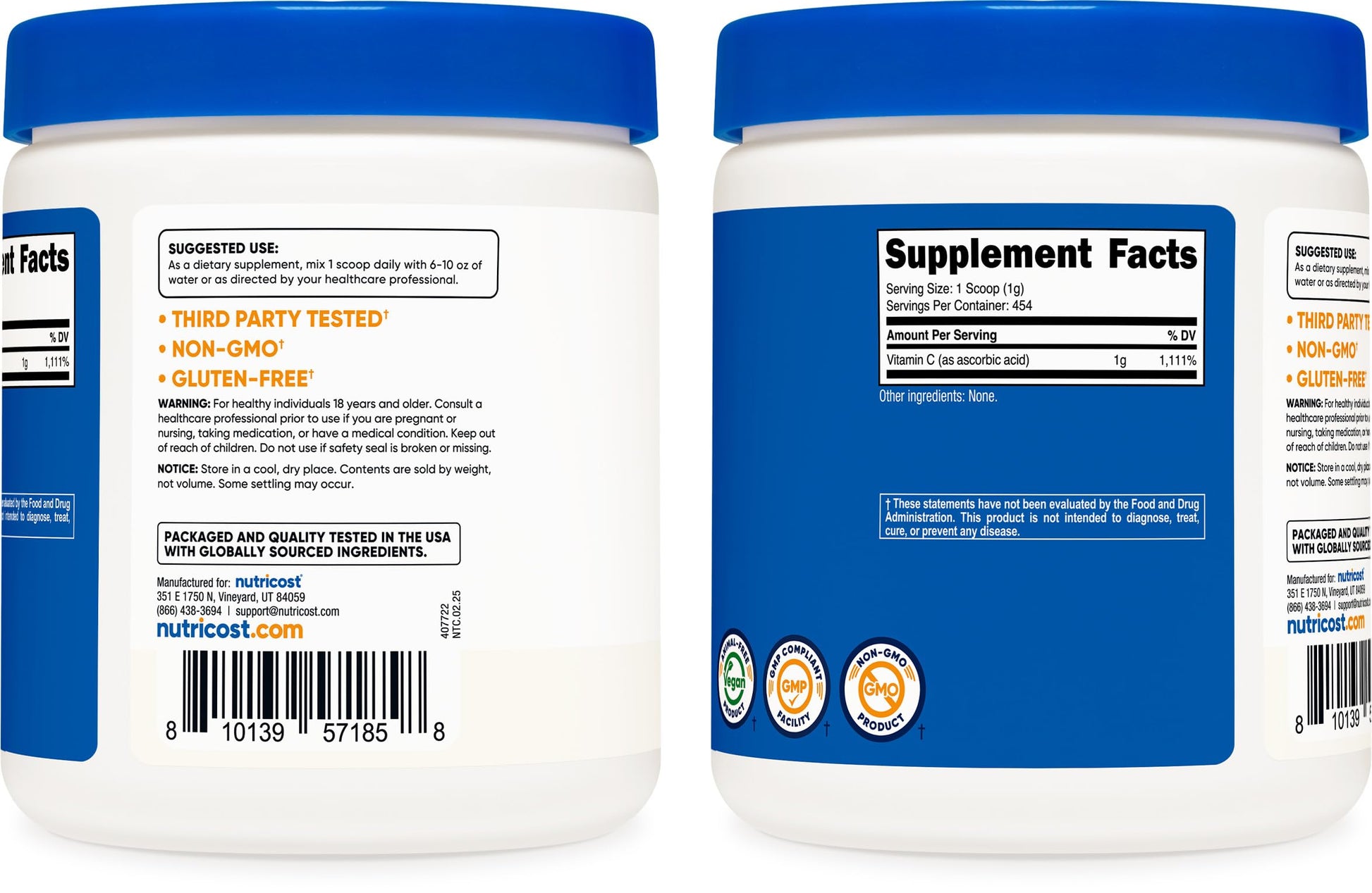 Authentic imported USA pure ascorbic acid powder for collagen synthesis