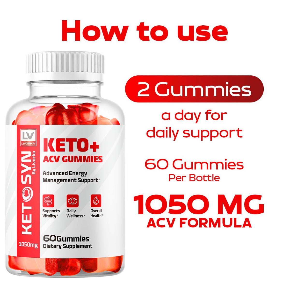 Three pack bundle arrangement of Livorka keto gummies