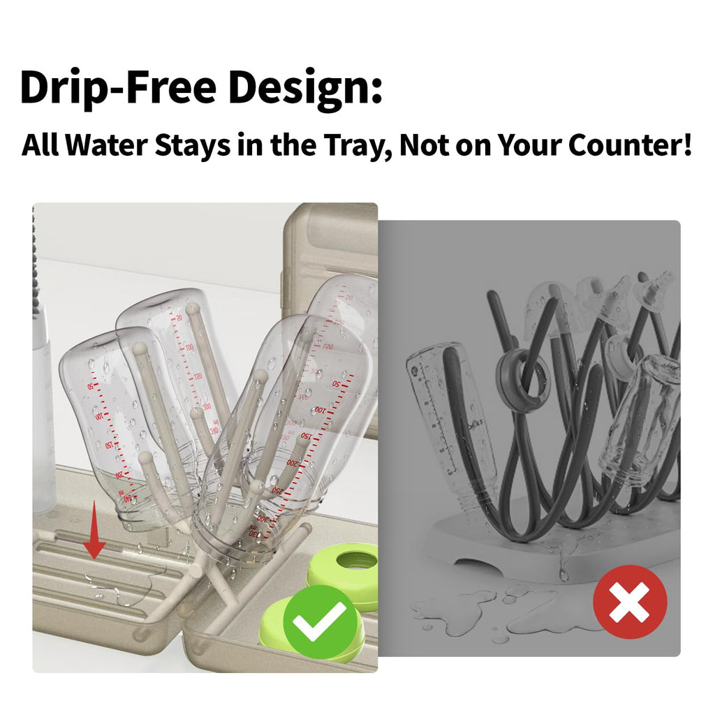 Yotime travel bottle brush set with drying rack fully opened
