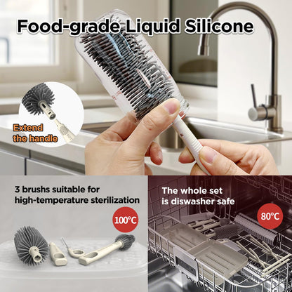 Close up of Yotime silicone bottle brush and nipple cleaning tool