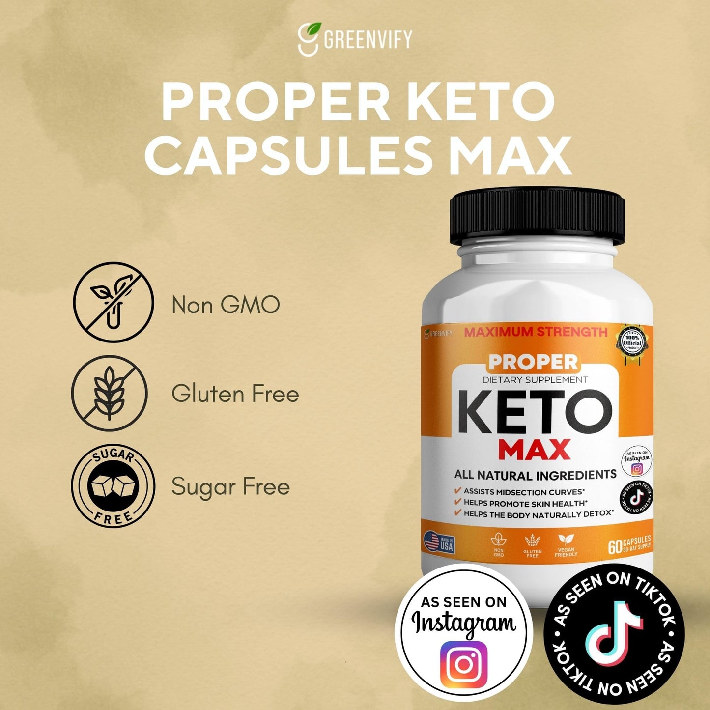 Greenvify Proper Keto Max all natural ingredients supplement fact panel
