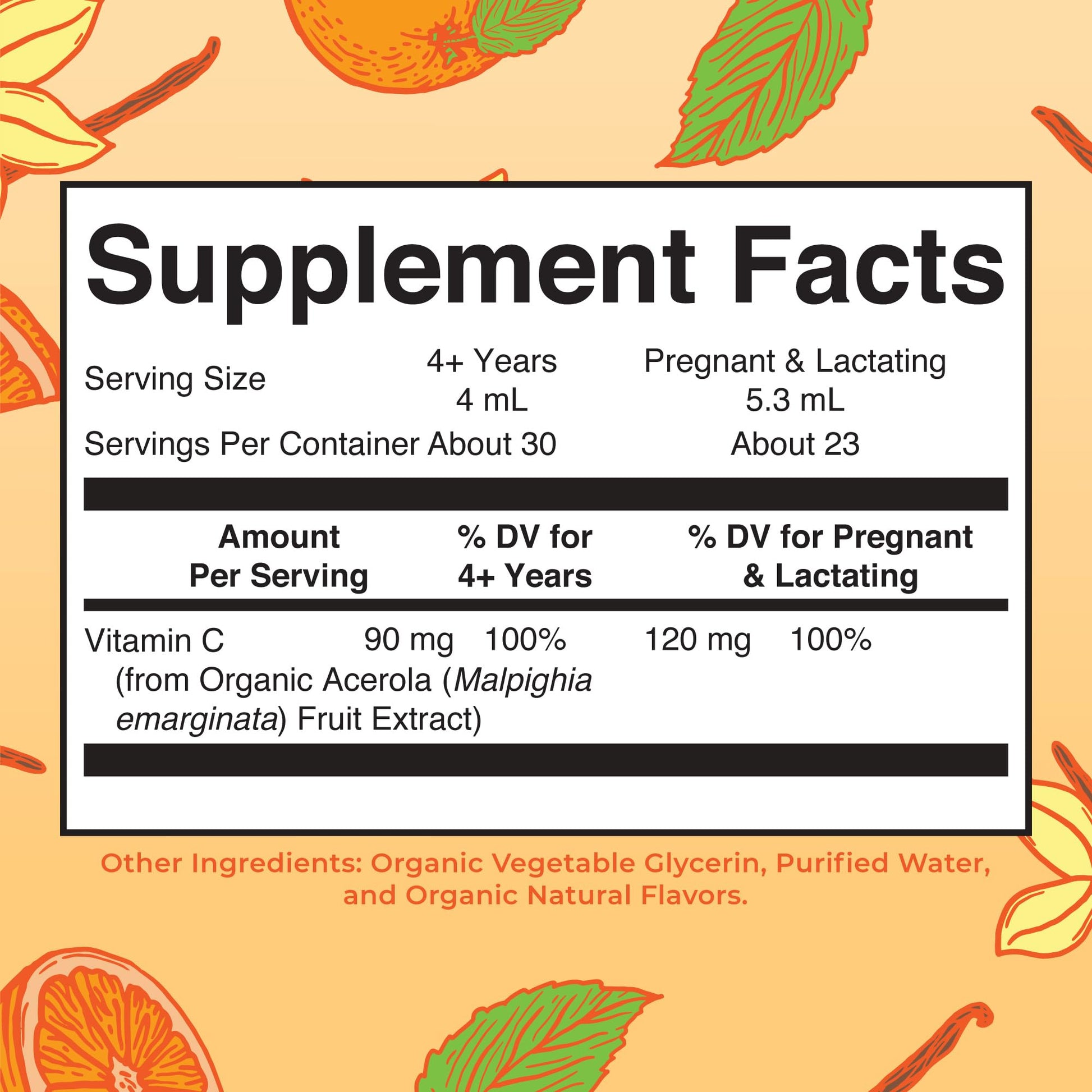 MaryRuth Organics Vitamin C liquid drops orange vanilla flavor amber bottle