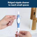 Dr. Brown's brush cleaning a wide neck baby bottle