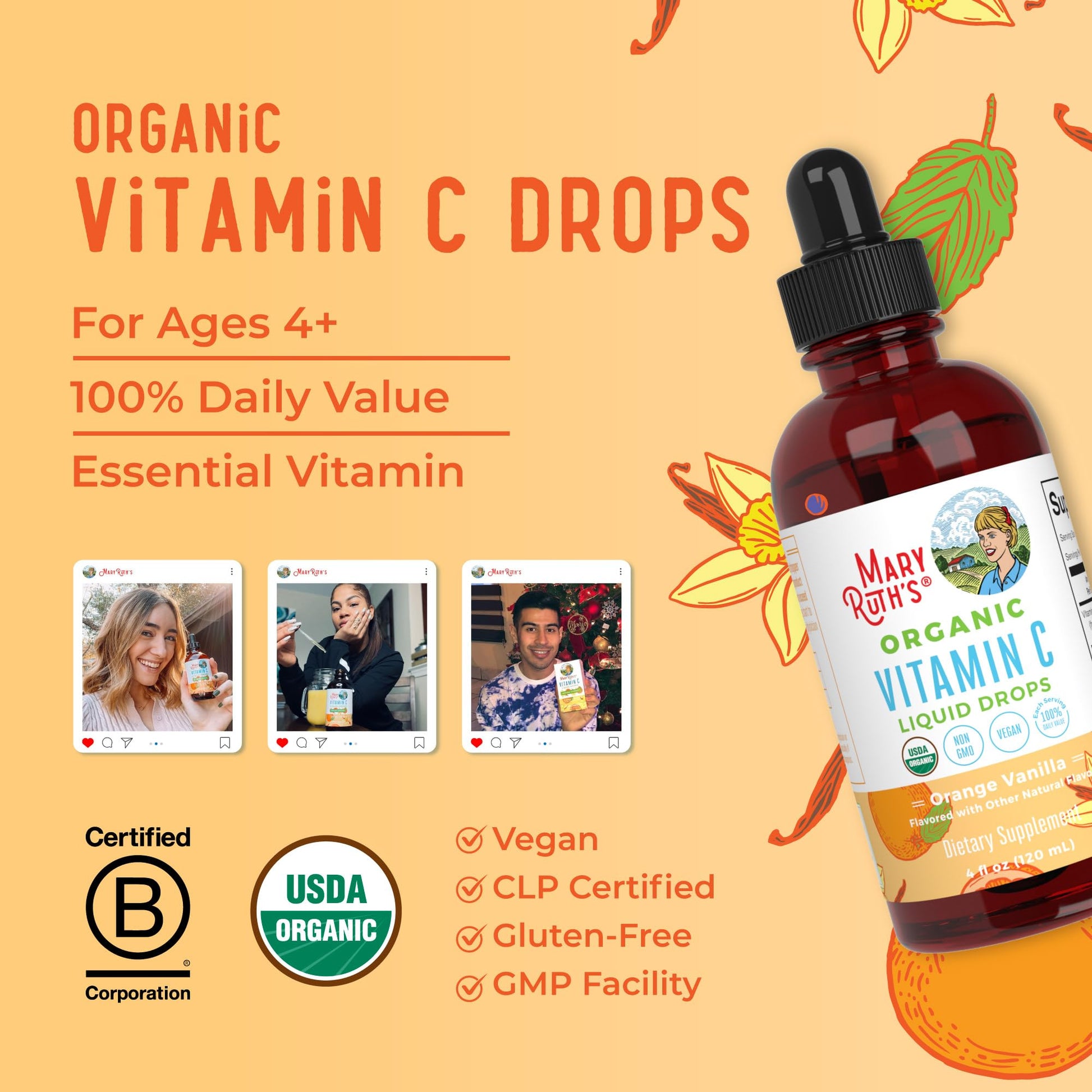 MaryRuth Organics sugar free immune defense vitamin C drops for adults