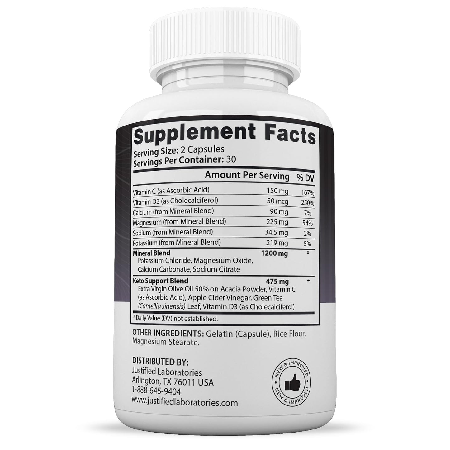 Advanced Keto 1500 Extreme pills showing the capsule form and key electrolyte nutrients