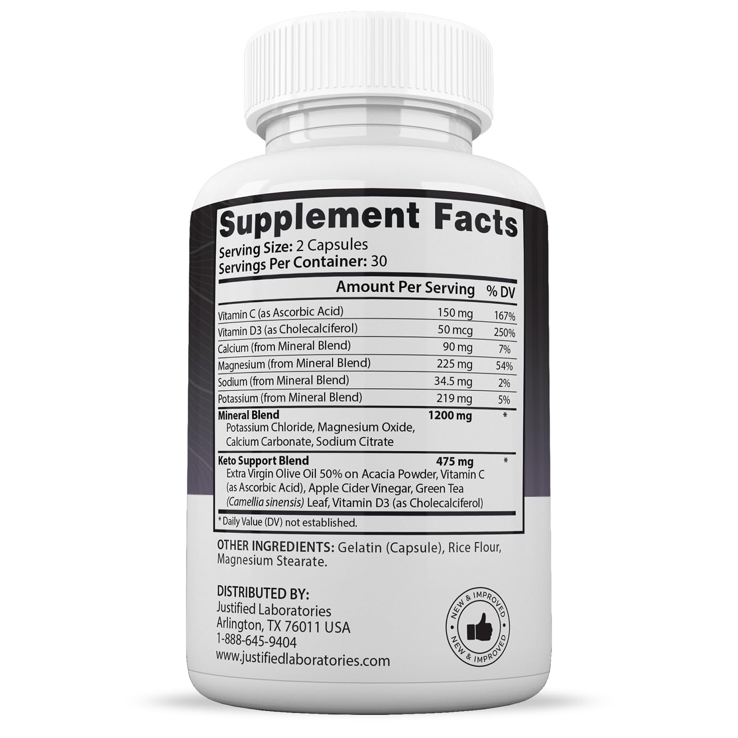 Advanced Keto 1500 Extreme pills showing the capsule form and key electrolyte nutrients