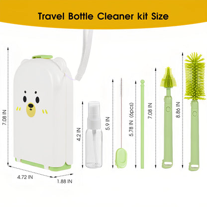 Momcozy travel bottle cleaning set with drying rack open