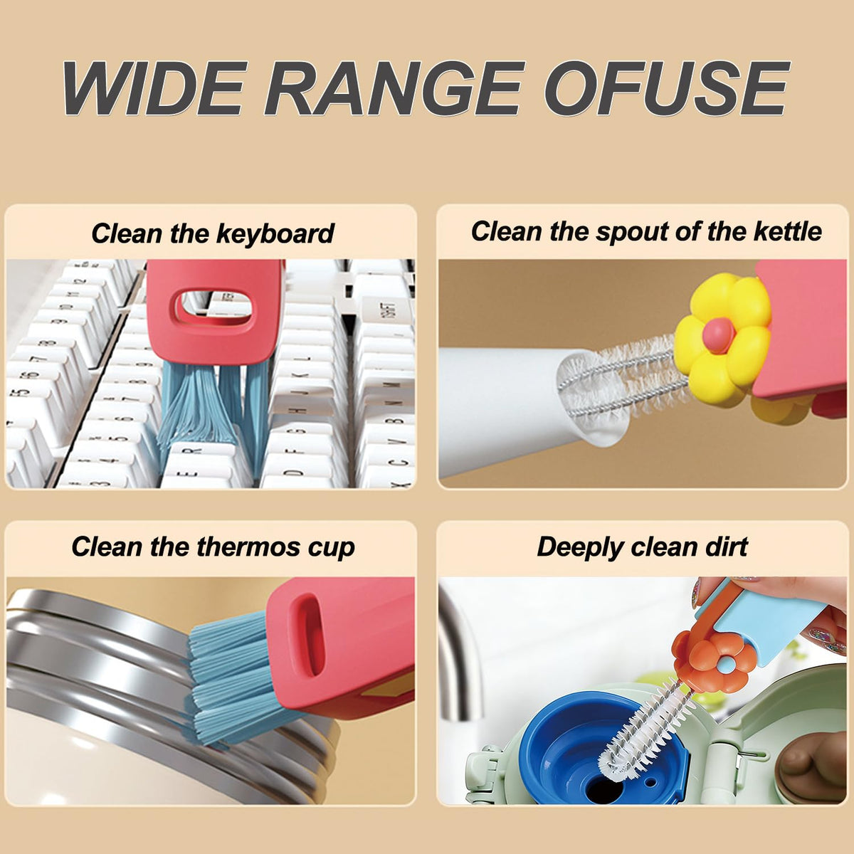 Close up of 3 in 1 kitchen crevice cleaning tools