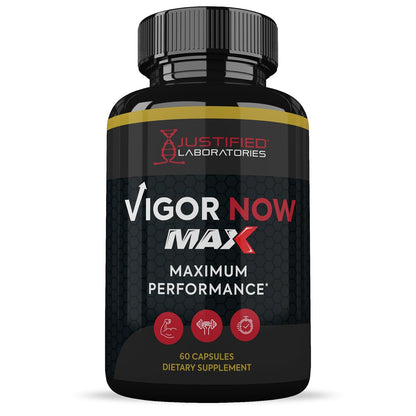 Close up view of the premium non GMO and gluten free certifications on the Vigor Now Max container.