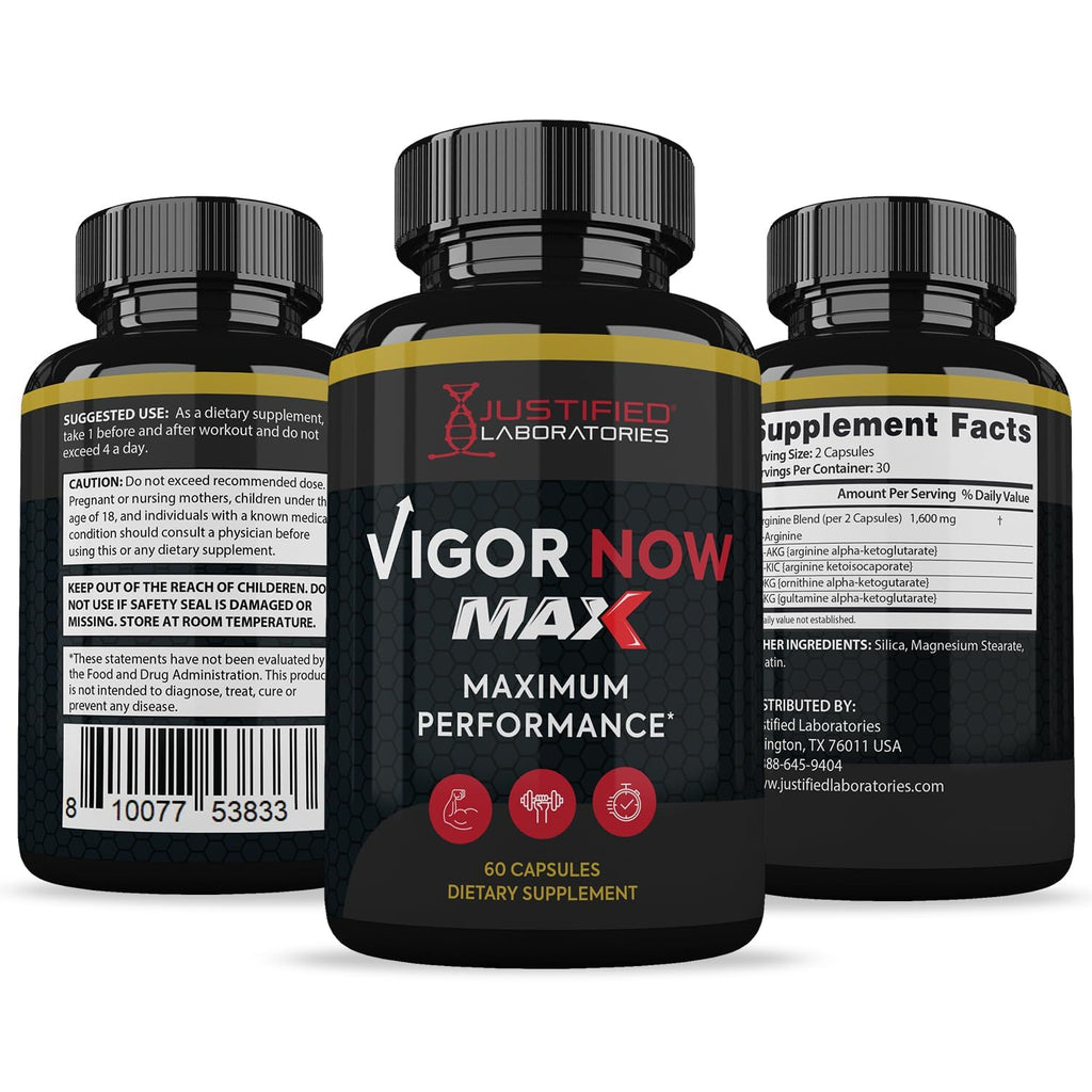 Justified Laboratories Vigor Now Max authentic USA sourced box view