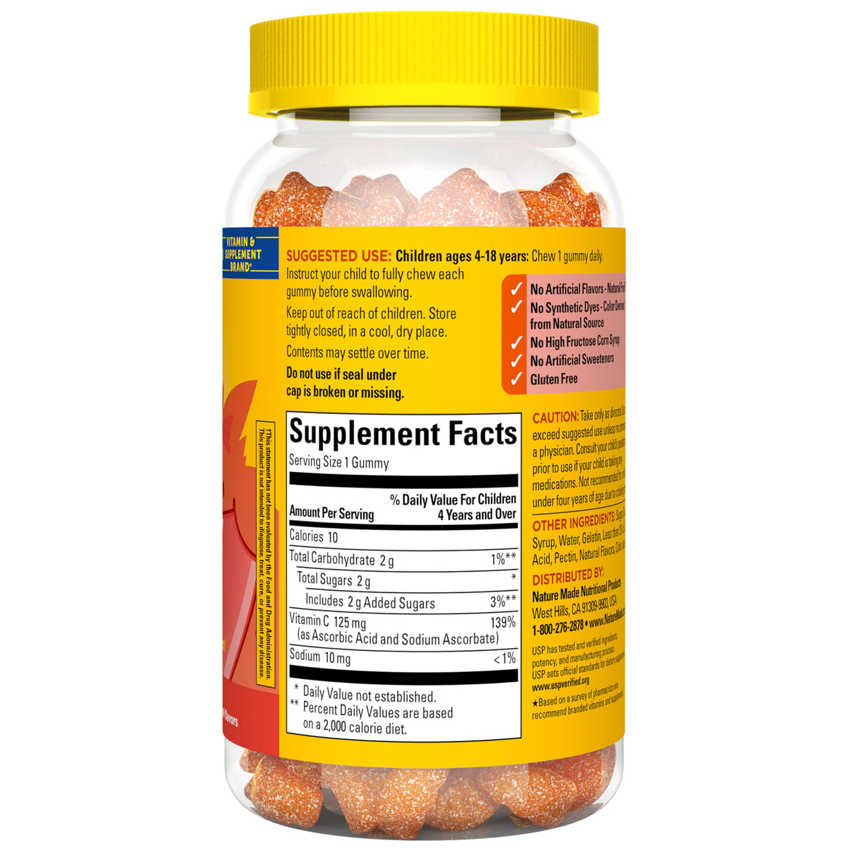 Nature Made Kids First Vitamin C Gummies seal and cap details