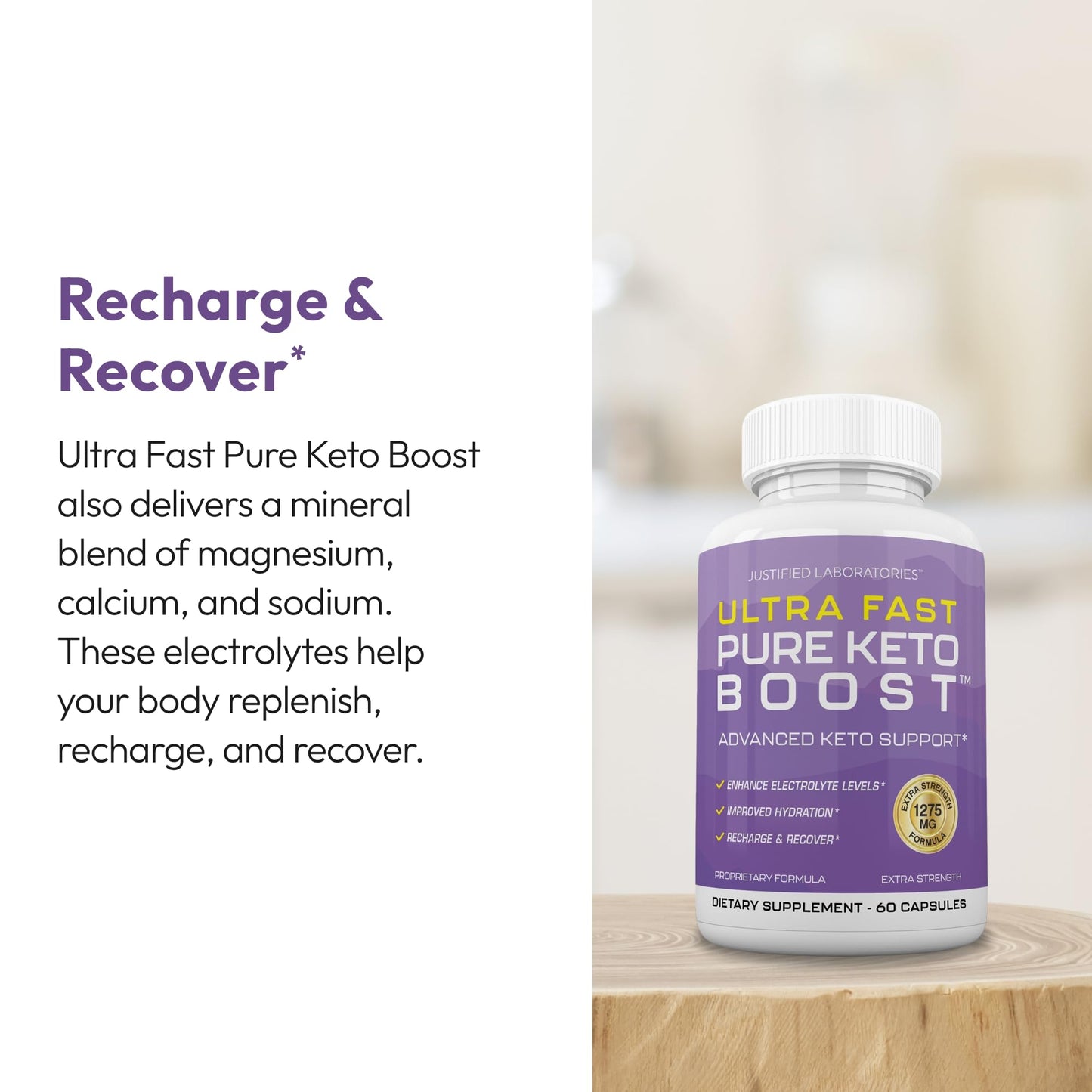 Justified Laboratories Ultra Fast Pure Keto Boost twin pack displaying apple cider vinegar and green tea graphics