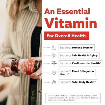 Close up of Triquetra Vitamin C supplement bottle emphasizing USDA organic and non-GMO seals.