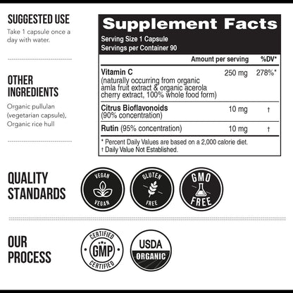 Triquetra Health whole food vitamin C complex 90 count bottle on a clean background.
