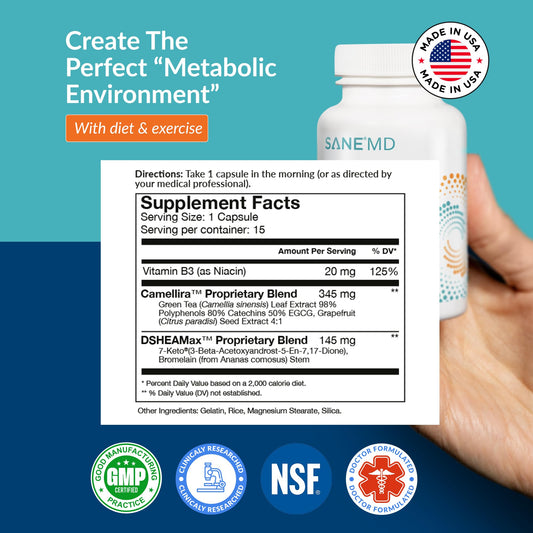 Bestvite SANE Luminae 15 capsules packaging showing NSF certified logo and ingredient facts.