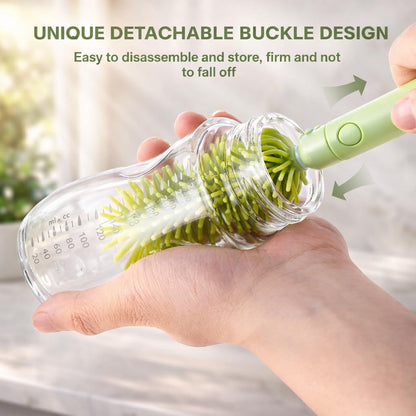 Compact baby bottle cleaning set for travel in bear shaped case