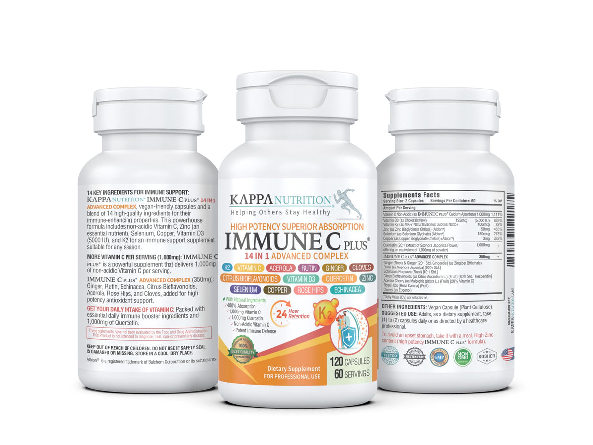 Kappa Nutrition Immune C Plus supplement bottle back label ingredients