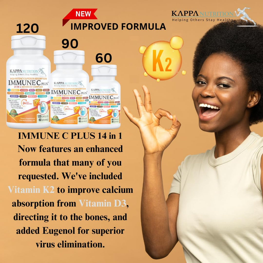 Kappa Nutrition Immune C Plus 120 capsules bottle side profile