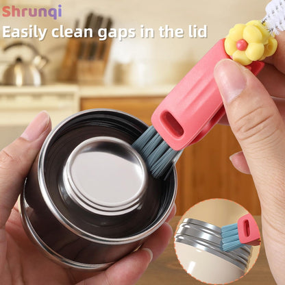 3 in 1 cup lid cleaning brush set demonstrating crevice cleaning
