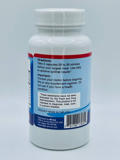 Kivus metabolic wellness pills highlighting the Good Manufacturing Practices certification seal