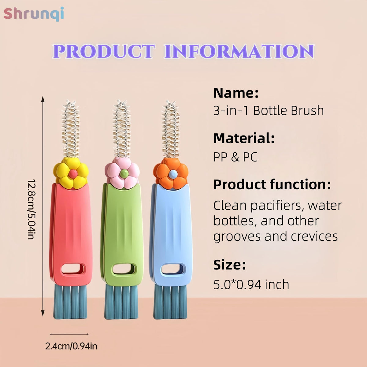 Shrunqi cup lid cleaning brushes held in hand for size context