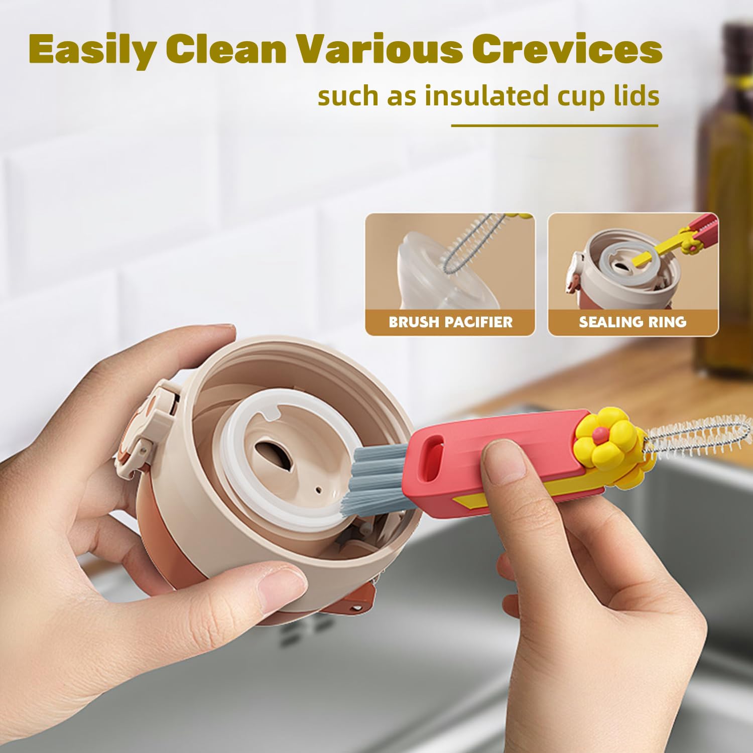 Multifunctional cleaning brush set for narrow spaces