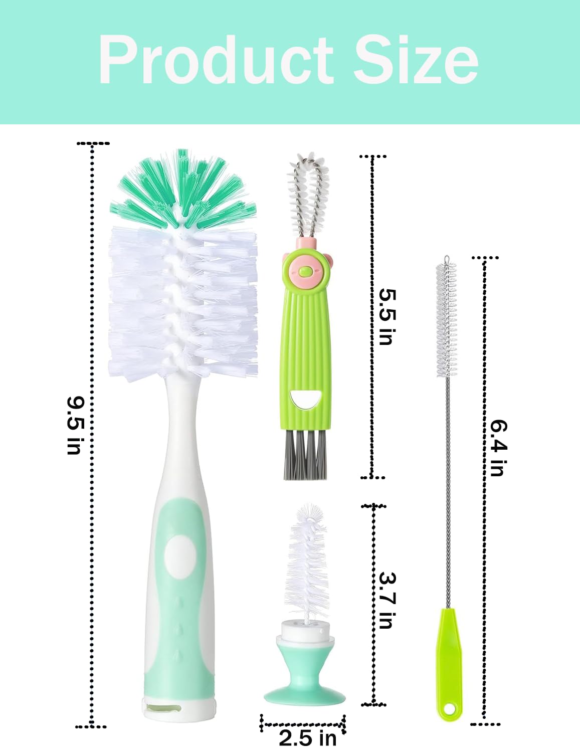 Anivona bottle cleaner brush with nipple and straw tools