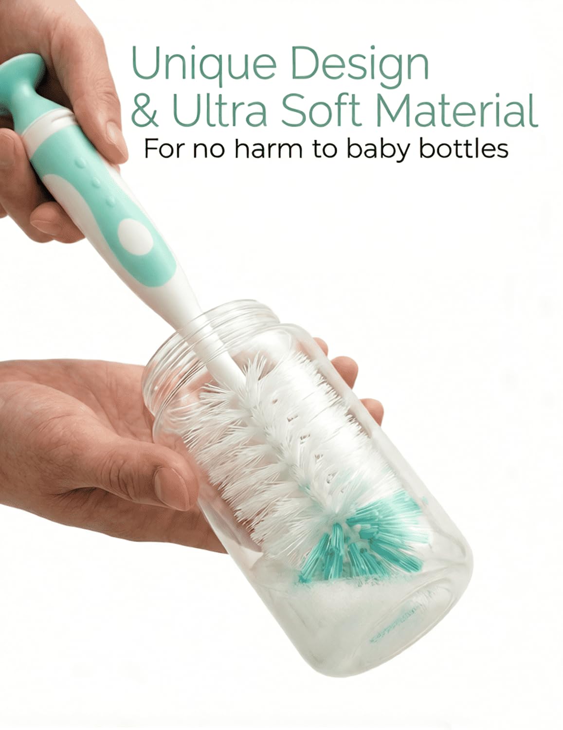 Detailed view of baby bottle brush bristles