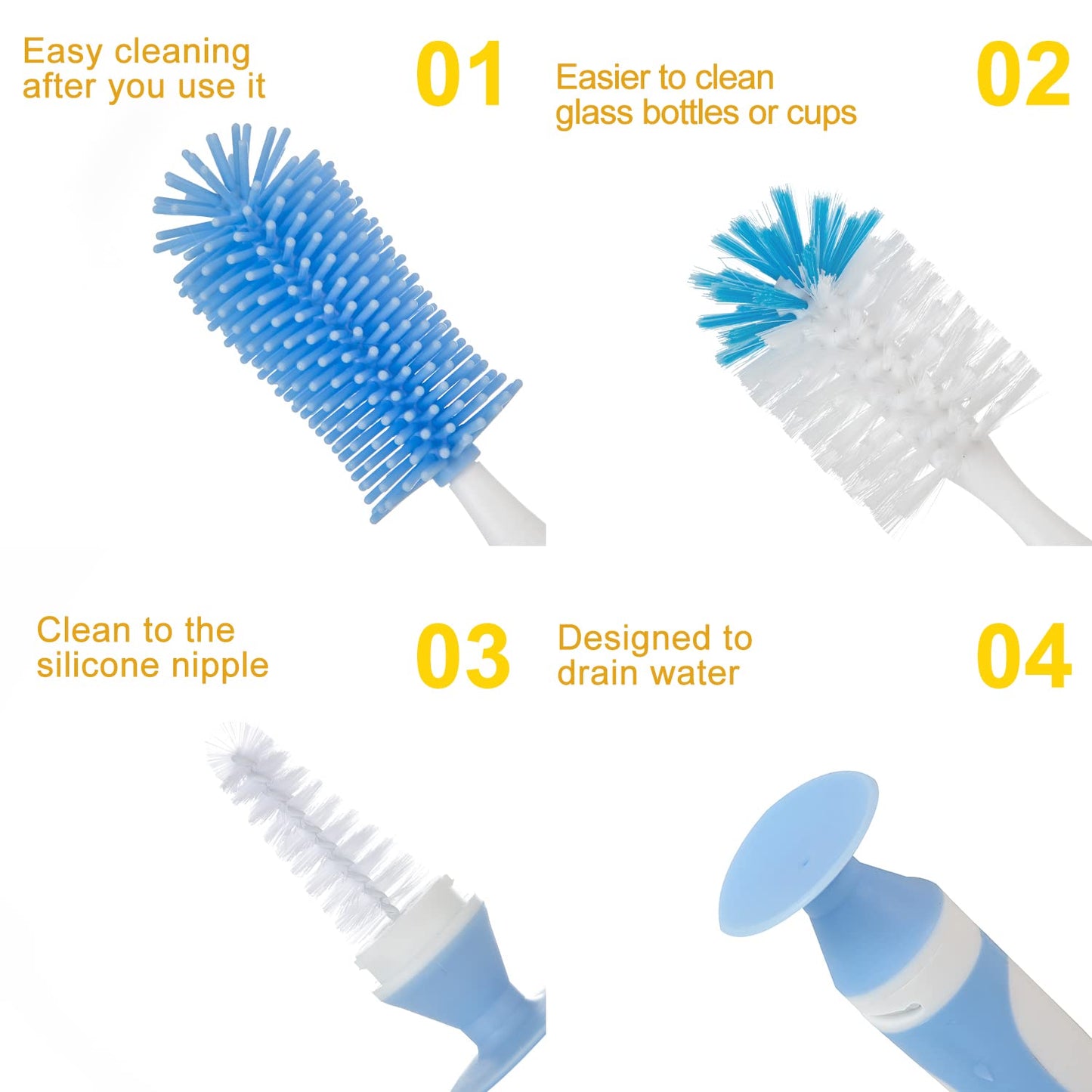 Silicone and nylon bristles on Chemimoso cleaning brush