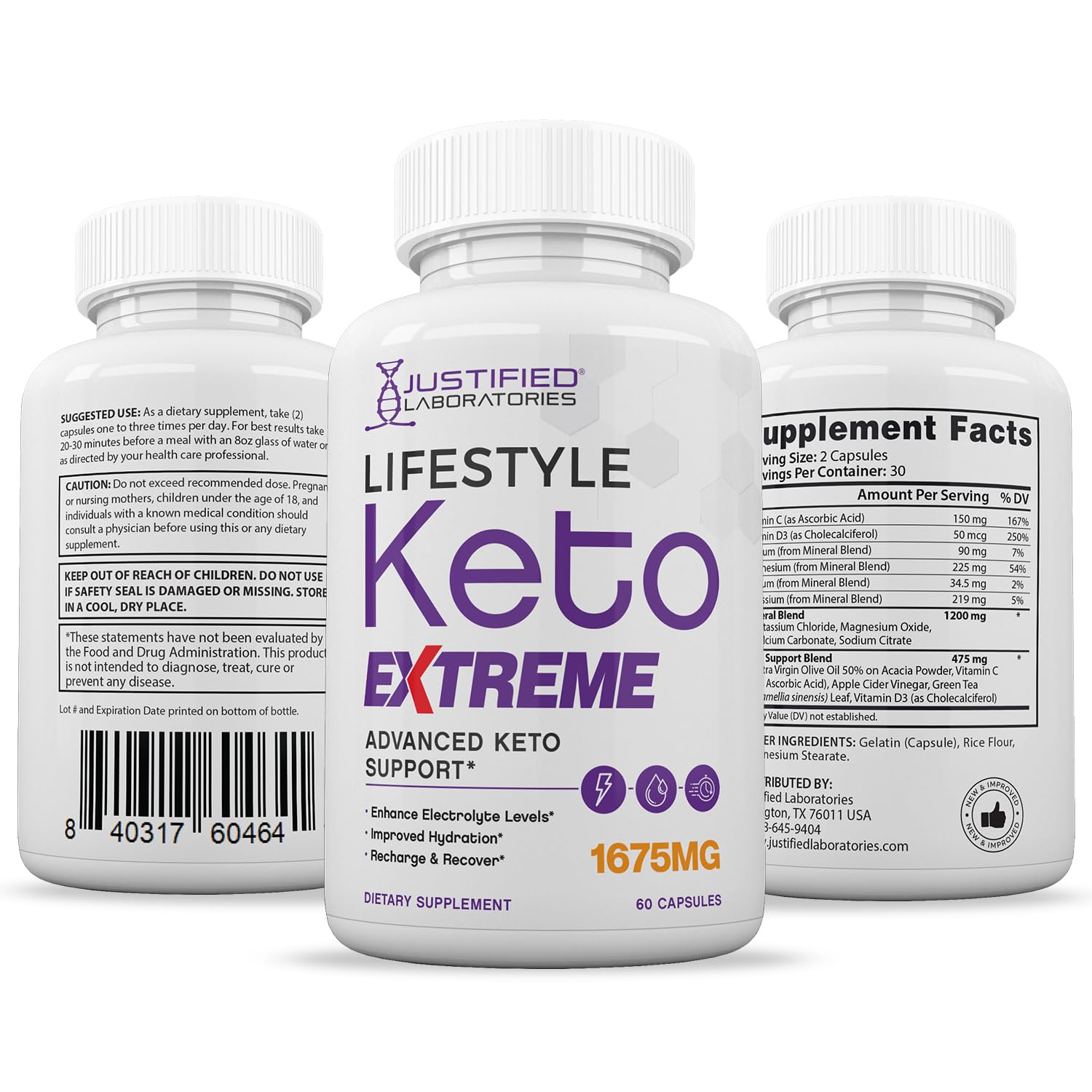 Lifestyle Extreme Keto Pills bottle side panel detailing magnesium and calcium contents