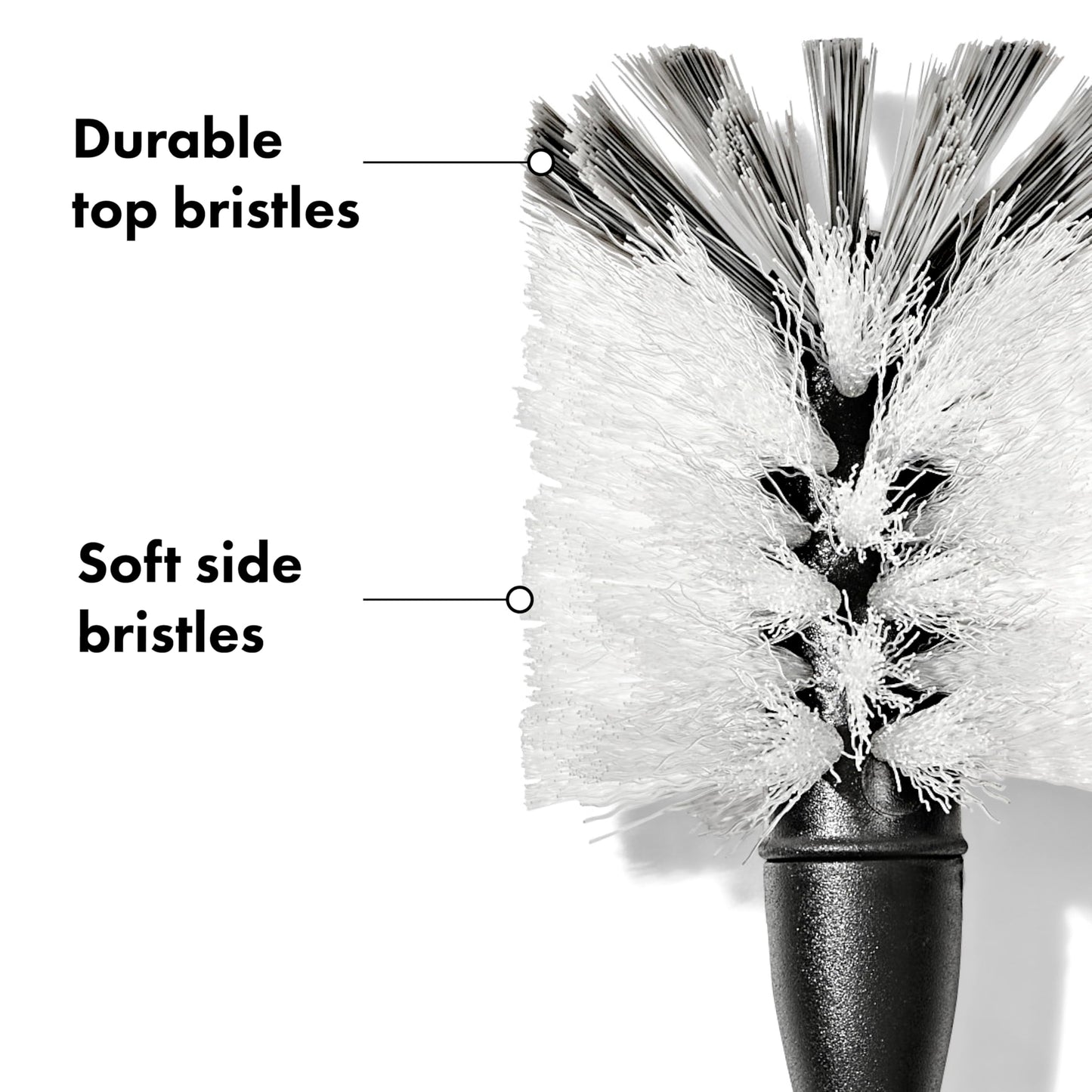 OXO Steel Bottle Brush stainless steel handle detail