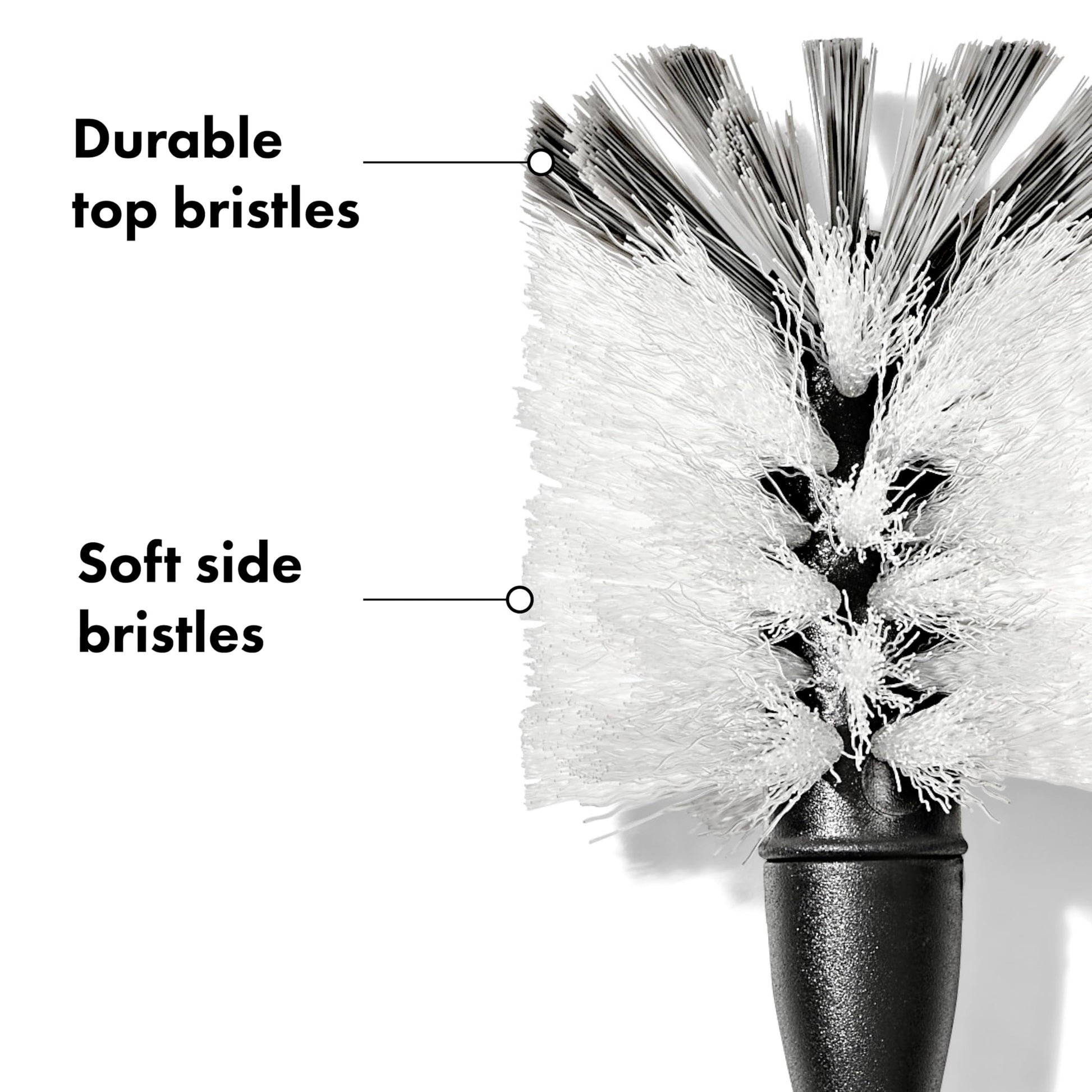 OXO Steel Bottle Brush stainless steel handle detail