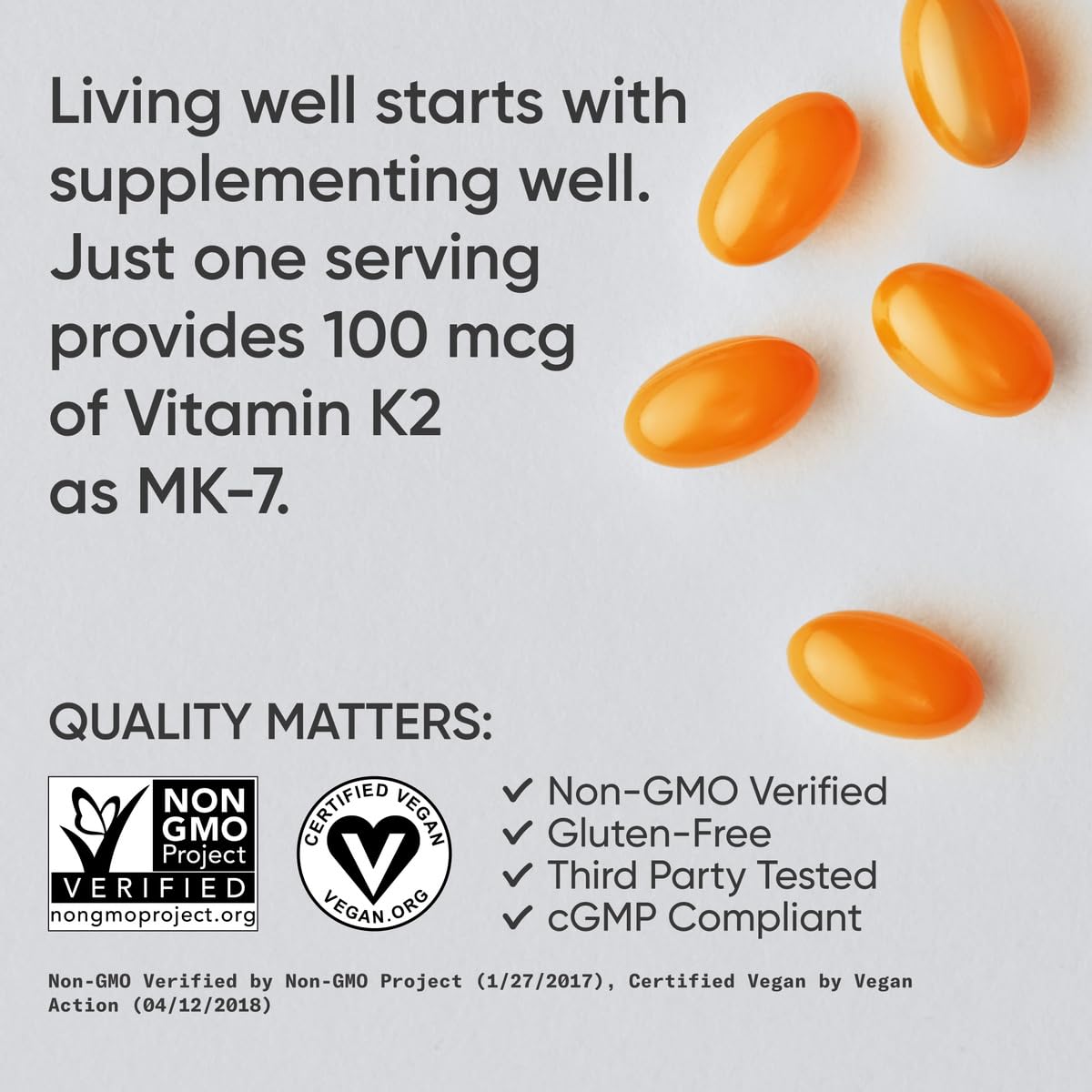Sports Research Vitamin K2 MenaQ7 non-GMO certified vegan bottle showcasing cardiovascular support benefits.