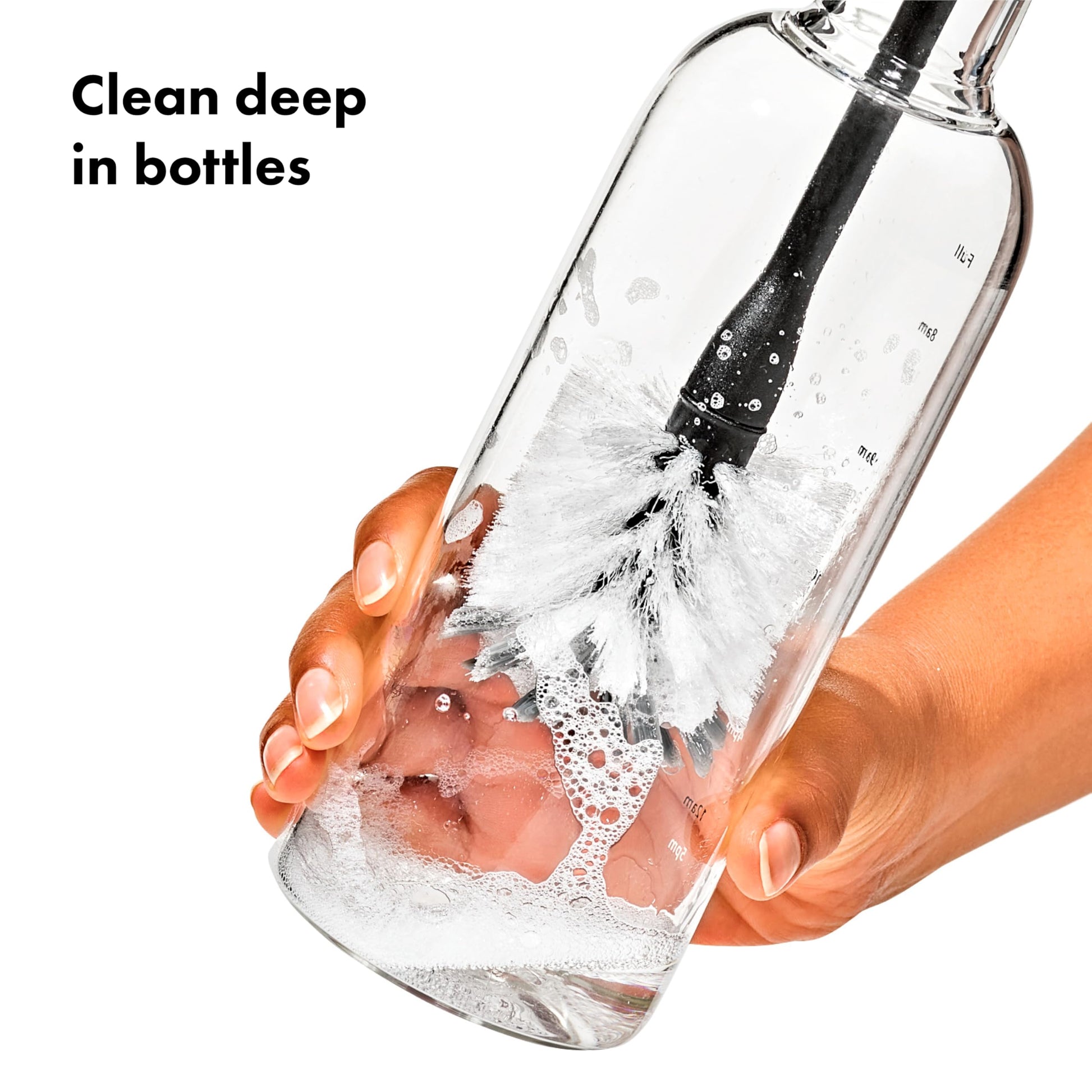 OXO Steel Bottle Brush flexible neck in water bottle