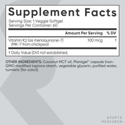 Close up look of the allergen free soy free plantgel softgels containing Vitamin K2 from chickpeas.