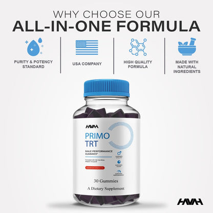 Raspberry flavored Vitaluxa male wellness gummies premium imported formula.