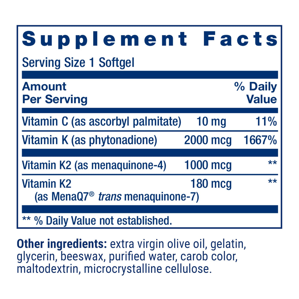 Life Extension Super K softgels close up packaging view