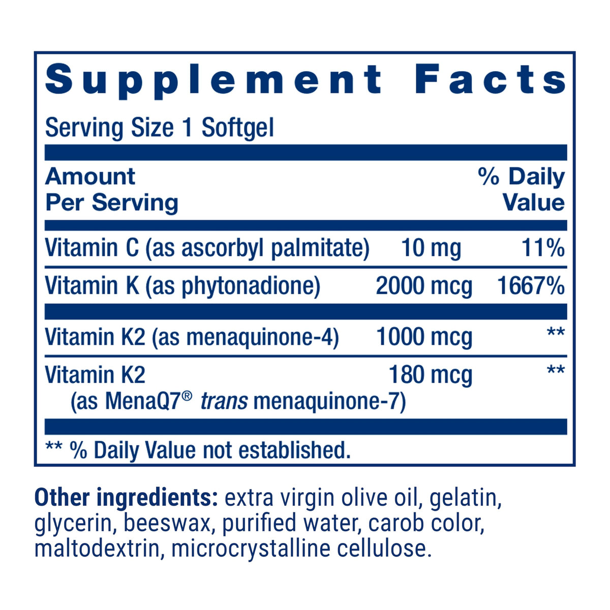 Life Extension Super K softgels close up packaging view