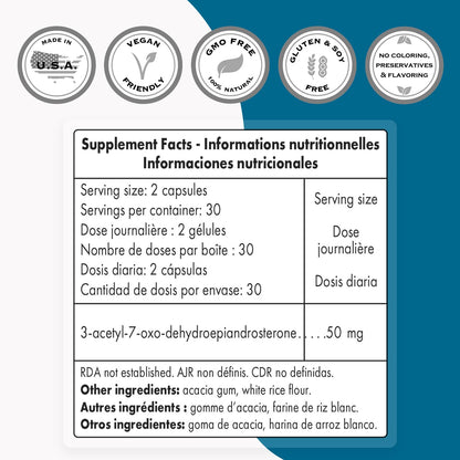 Supersmart advanced metabolite 25mg capsules displayed alongside natural acacia gum ingredients on minimalist backdrop.