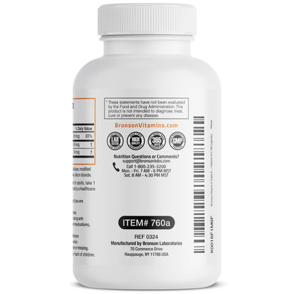 Bronson premium health supplement bottle showing high quality manufacturing security seal