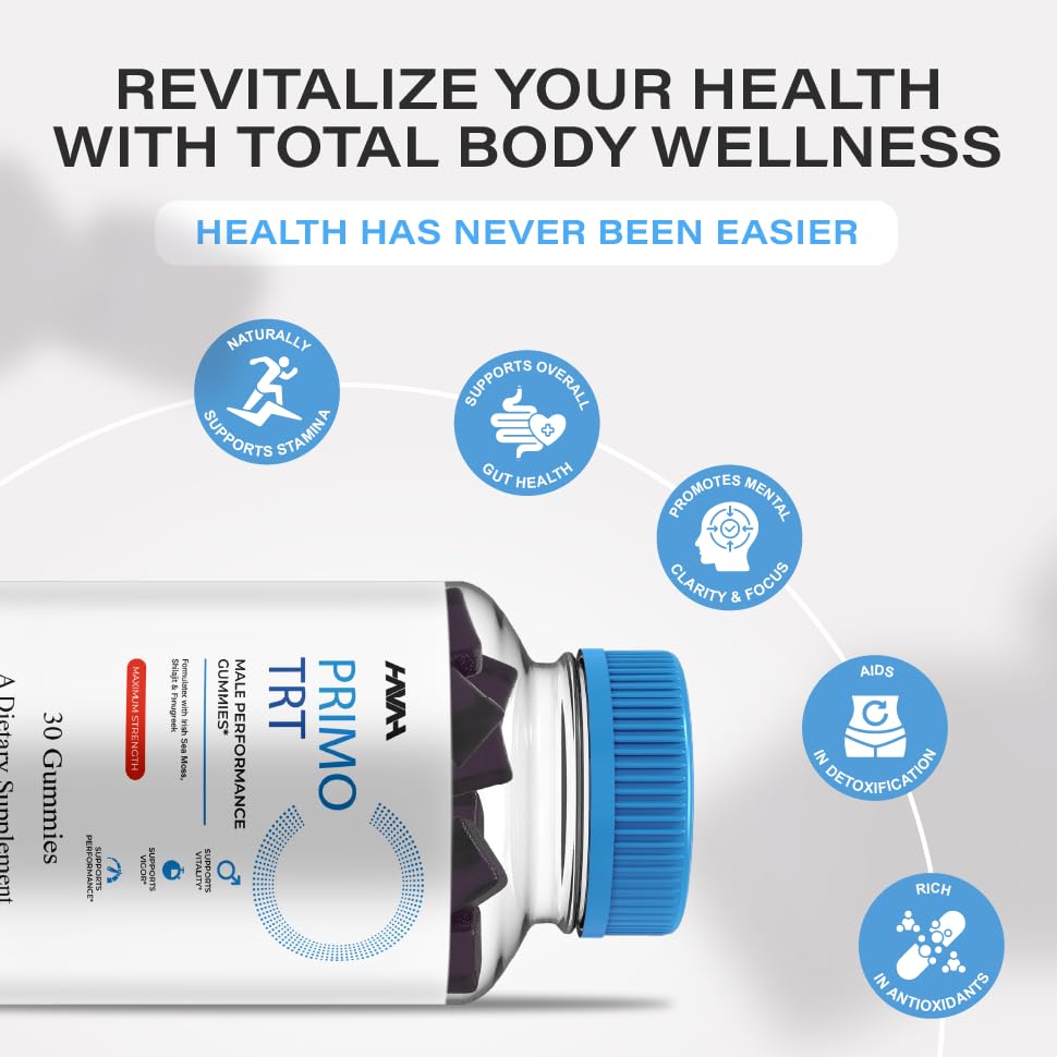 Vitaluxa brand Primo TRT wellness supplement bottle for premium male vitality support