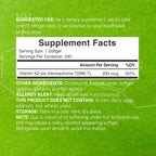 Deal Supplement Vitamin K2 MK7 nutritional supplement label closeup displaying ingredients and dosage.