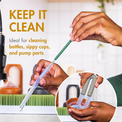 Modern design of Boon baby bottle cleaning accessory kit