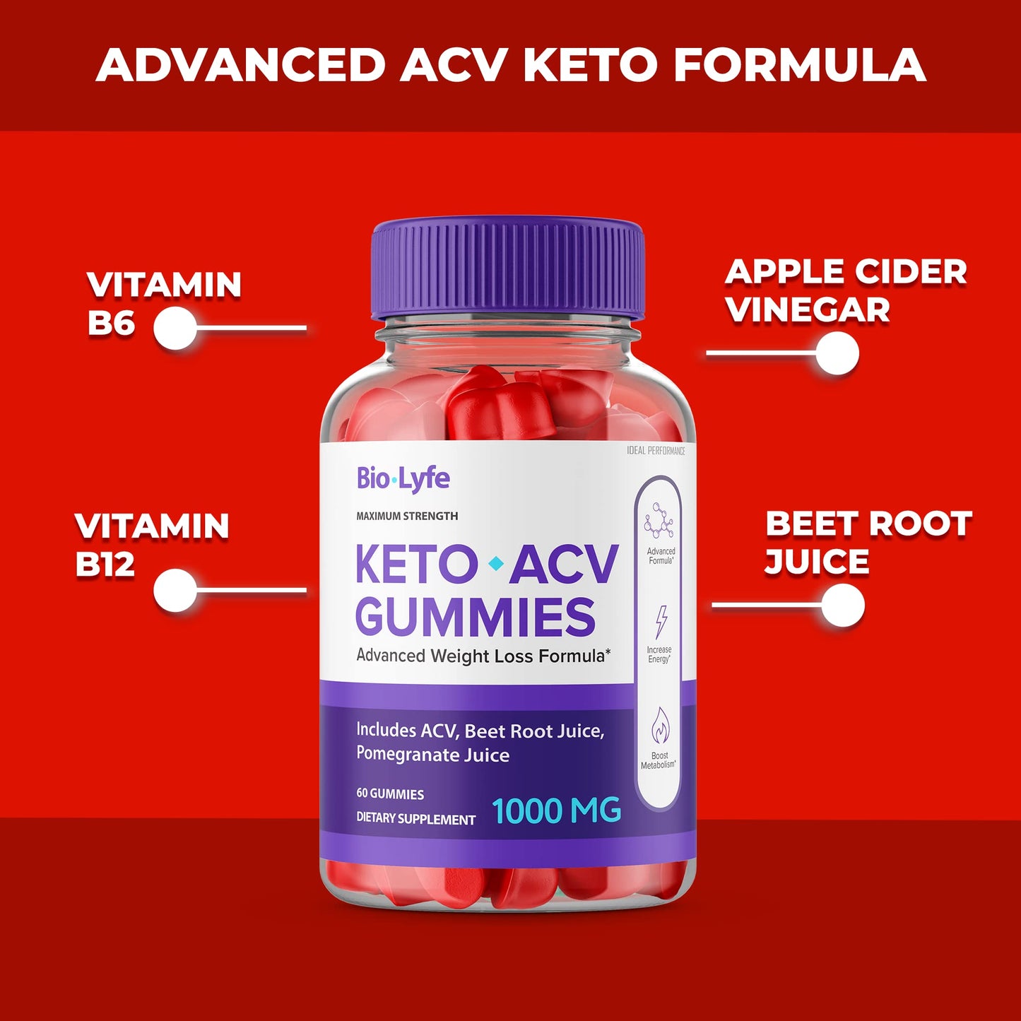 Three bottles of Ideal Performance apple cider vinegar keto gummies showcasing the authentic imported packaging.