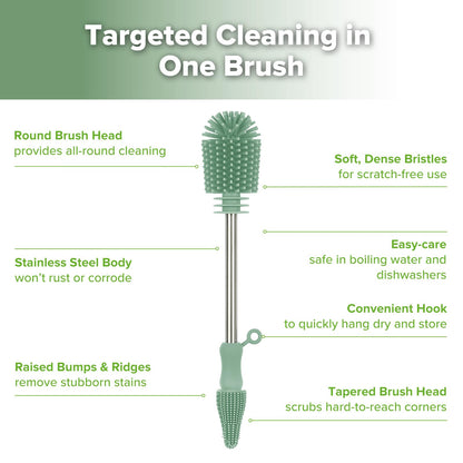 Stainless steel handle of Haakaa silicone cleaning brush